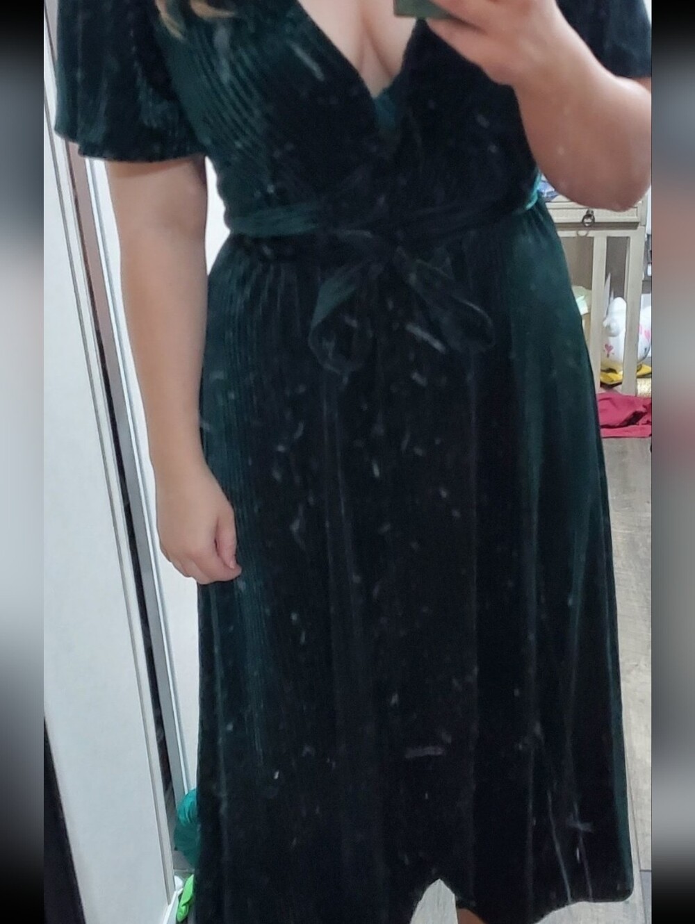 Simplee Apparel Emerald Green Velvet Wrap Maxi Dress with Tie - Picture 7 of 7